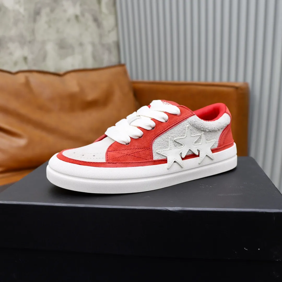 Men's men's shoes 💰540💰🔥🔥🔥 Couple style Amiri2024 new sports and casual shoes, casual, fashionable and versatile flat-soled moral training shoes. Classic color combination + perfect shoe shape, Amiri’s classic Logo star makes you and I fall in love. Imported cow suede leather makes the shoes more high-end. Recommended by major celebrities, bloggers and internet celebrities.   Color: black, off-white, blue, pink, red. Size: Women’s 35-40 (41 is custom-made and non-returnable) Men’s 38-44 (45 and 46 are custom-made and non-refundable)